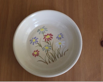 Hand-Painted Floral Ceramic Plate (one-of-a-kind) signed RB