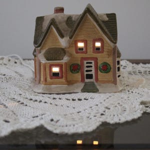 Vintage Ceramic Village Lamp