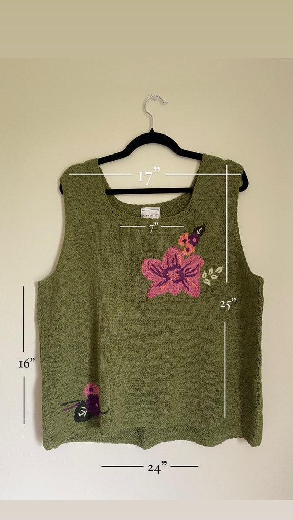 2025年新作アイテムが続々登場 1990s Etsy - 2X) (size Vest Knit Floral Green Vintage トップス