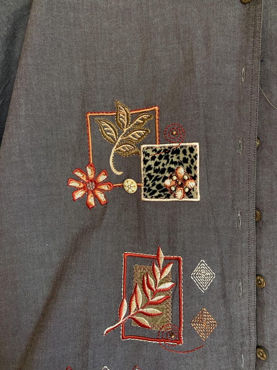 Vintage Patchwork Button-Up Top - image 2