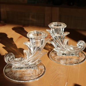 Vintage Fostoria Floral Candlesticks, set of 2