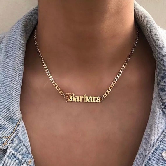 old english custom name necklace