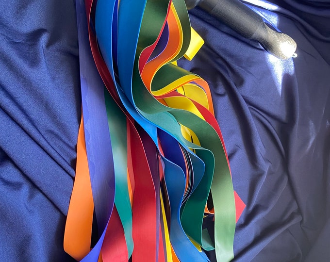 Rainbow Latex Flogger 36, 18” 3/4 Tails