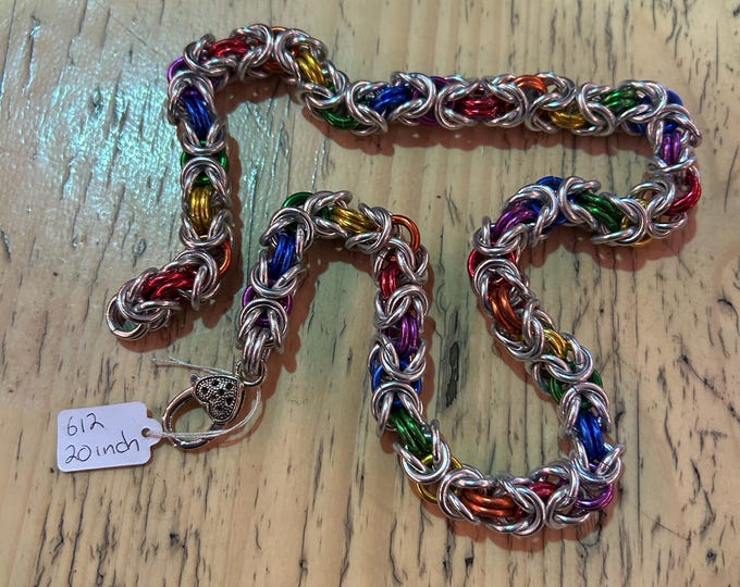 Silver & Rainbow Byzantine Necklace 20”