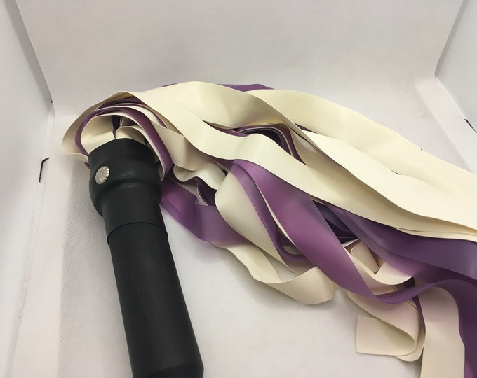 Semi Trans Lilac & White Latex Flogger 3/4falls, Various Lengths , Vegan Friendly