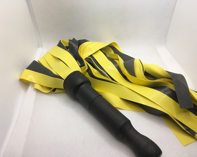 Pewter and Yellow  Latex Flogger, Vegan Friendly