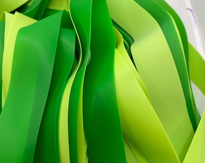 Heavy Lime & Grass Green Latex Flogger 18” Falls, Vegan Friendly