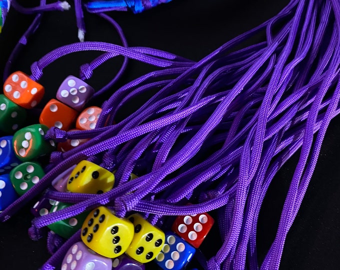 Paracord Flogger with Choice of Dice, Vegan Friendly