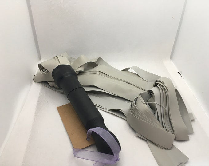 Grey Latex Flogger, Vegan Friendly