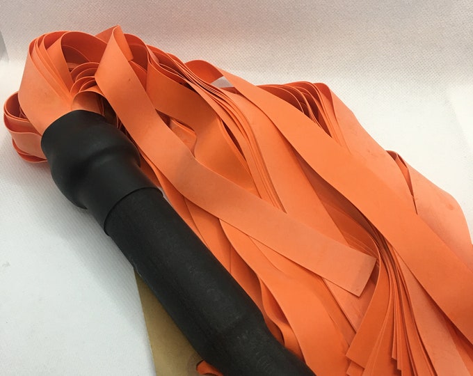 Orange Latex Flogger 20” 3/4” Tails vegan friendly