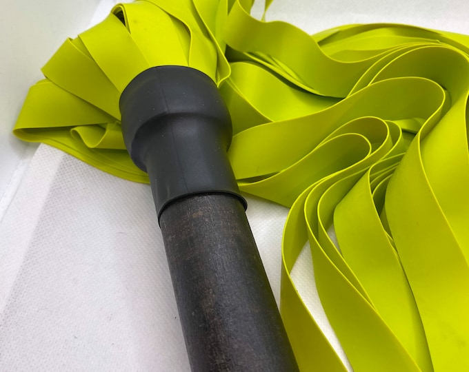 Lime Green Latex Flogger, Various Lengths Vegan Friendly