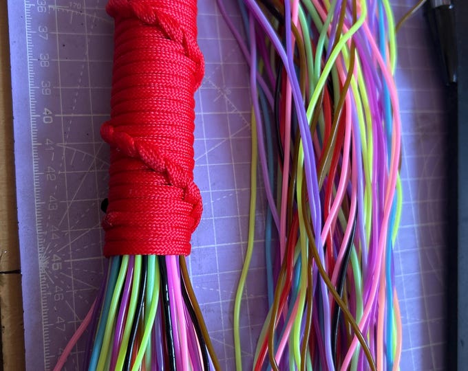 Multi Coloured Skoobie Plastic Flogger, Paracord Handle