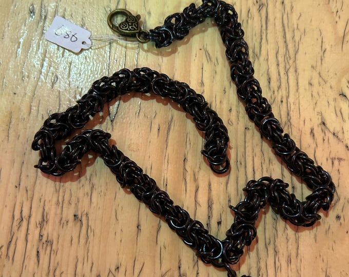 Black Byzantine Necklace With Pendant 18”