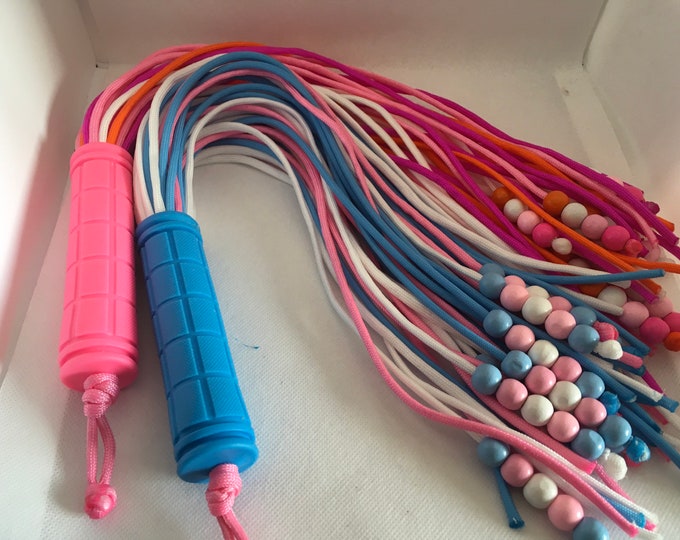 Paracord Gender Flogger with Beads, Vegan Friendly