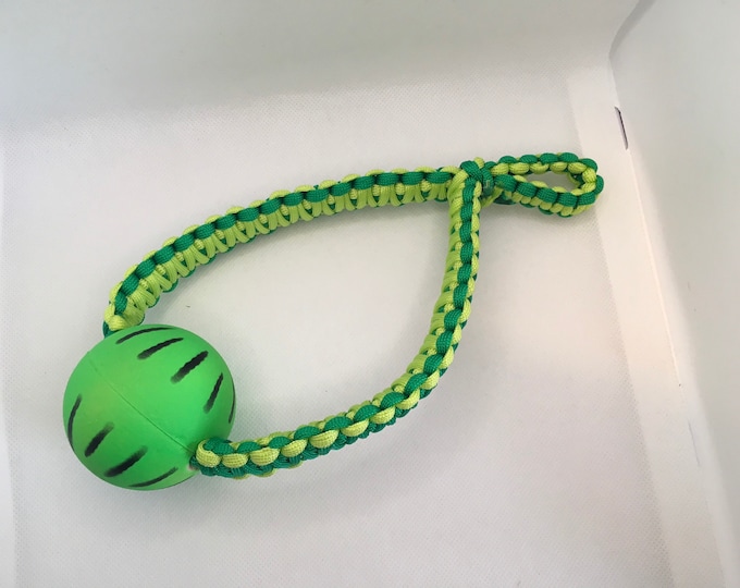 Custom Made Paracord Dog Toy With Rubber Ball