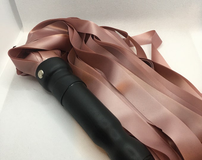 Rose Gold 18” falls 3/4” Latex Flogger, Vegan Friendly