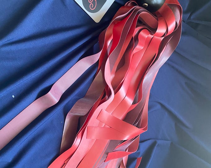 Heavy Burgundy & Red Latex Flogger, Vegan Friendly