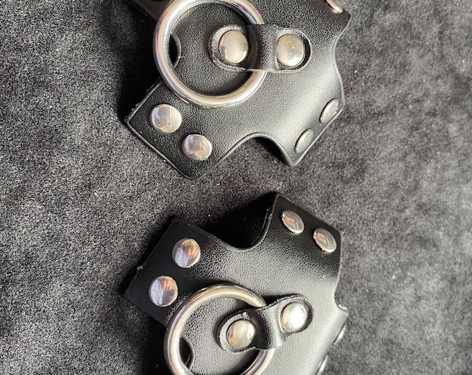 Nipple Tassels Faux Leather Black Crosses