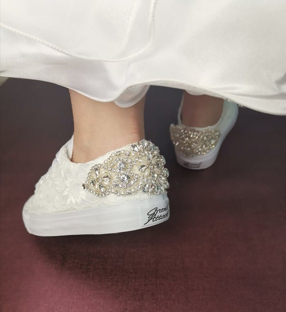 white bridal trainers