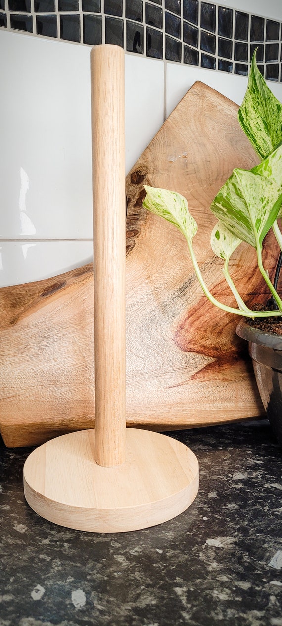 Wooden paper towel stand - kitchen towel holder, natural wood timber, Australian Made handmade.