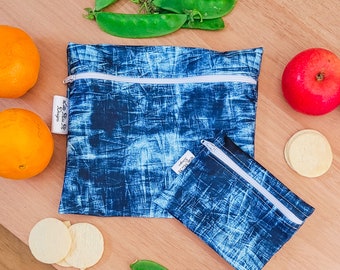 Reusable Food Bag alternative to Plastic & silicone | Zero waste sandwich Washable Food Pouch Snack Bags  Denim