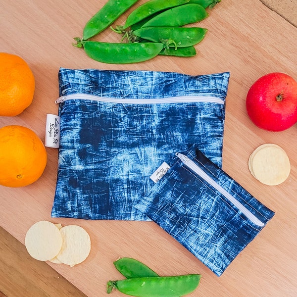 Wiederverwendbare Lebensmittelbeutel Alternative zu Plastik & Silikon | Zero Waste Sandwich Waschbar Lebensmittelbeutel Snackbeutel Denim