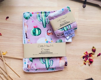 Reusable Makeup Wipes & Cloths |  Zerowaste Facial Rounds | Eco-friendly gifts Bright, Floral Llama and cactus | Australian
