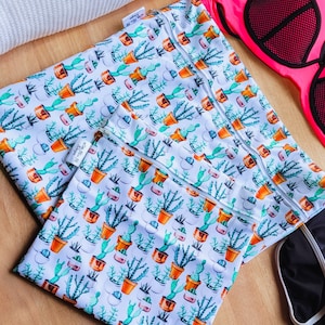 Sac de natation et humide imperméable à l’eau Cactus personnalisé | Séparez les vêtements mouillés et secs | Cours de natation, vêtements sales, école pour enfants