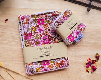 Reusable Makeup Wipes & Cloths |  Zerowaste Facial Rounds | Eco-friendly gifts Bright, Floral Pink Daffy | Australian