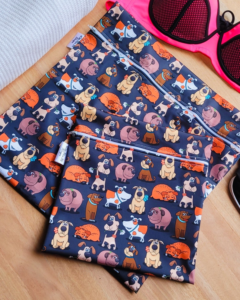 Bolsa impermeable personalizada para nadar y mojar ropa seca y húmeda separada Lecciones de natación, ropa sucia, escuela para niños, gimnasio, bolsa de playa Ballenas Dogs