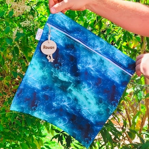 Sac de natation et humide imperméable bleu personnalisé | Séparez les vêtements mouillés et secs | Cours de natation, vêtements sales, école pour enfants, océan