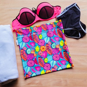 Sac de natation et humide étanche | Séparez les vêtements mouillés et secs | Cours de natation, vêtements sales, école pour enfants, salle de sport, sac de plage rose vif Wacky