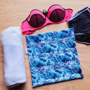 Sac de natation imperméable personnalisé bleu orage | Séparez les vêtements humides et secs | Cours de natation, vêtements sales, école pour enfants