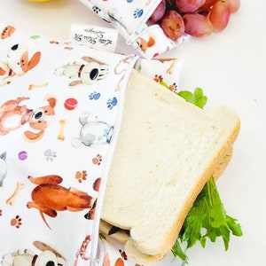 Reusable Food Bag alternative to Plastic & silicone Zero waste sandwich Washable Food Pouch Snack Bags Max dogs image 3