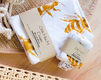 Reusable Makeup Wipes & Cloths |  Zerowaste Facial Rounds | Eco-friendly gifts Bright, Floral Bee | Australian, Animals