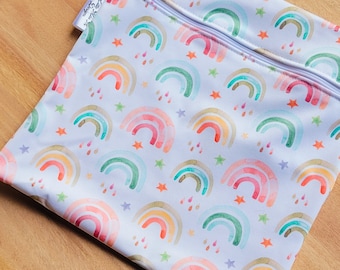 Gepersonaliseerde Boho Rainbow waterdichte zwem- en natte tas | Aparte natte en droge kleding | Zwemlessen, vuile kleren, kinderschool,