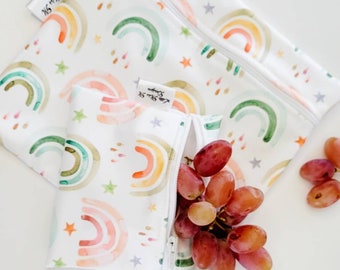 Reusable Washable Snack Bags Replace Zip Lock Bags rainbows Australian flowers