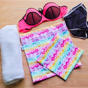 Sac de natation et humide imperméable XO personnalisé | Séparez les vêtements mouillés et secs | Cours de natation, vêtements sales et lumineux, école pour enfants,