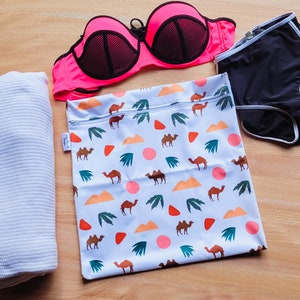 Sac de natation imperméable personnalisé Chameaux | Séparez les vêtements humides et secs | Cours de natation, vêtements sales, école pour enfants, salle de sport, sac de plage