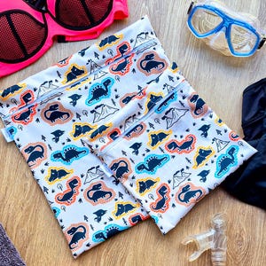 Sac de natation imperméable personnalisé | Séparer les vêtements humides et secs Leçons de natation, vêtements sales, école pour enfants, salle de sport, plage dinosaures winton