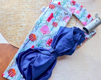 Waterproof Umbrella Bag, Wet Brolly Storage bag for foldable & collapsible Umbrellas cover bag Cream Native flowers