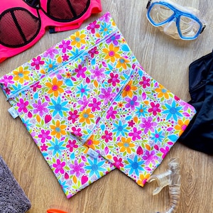 Sac de natation imperméable personnalisé | Séparez les vêtements humides et secs | Cours de natation, vêtements sales, école pour enfants, jolies fleurs roses
