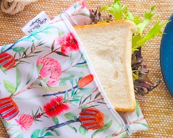 Reusable Food Bag alternative to Plastic & silicone | Zero waste sandwich Washable Food Pouch Snack Bags  CReam Natives