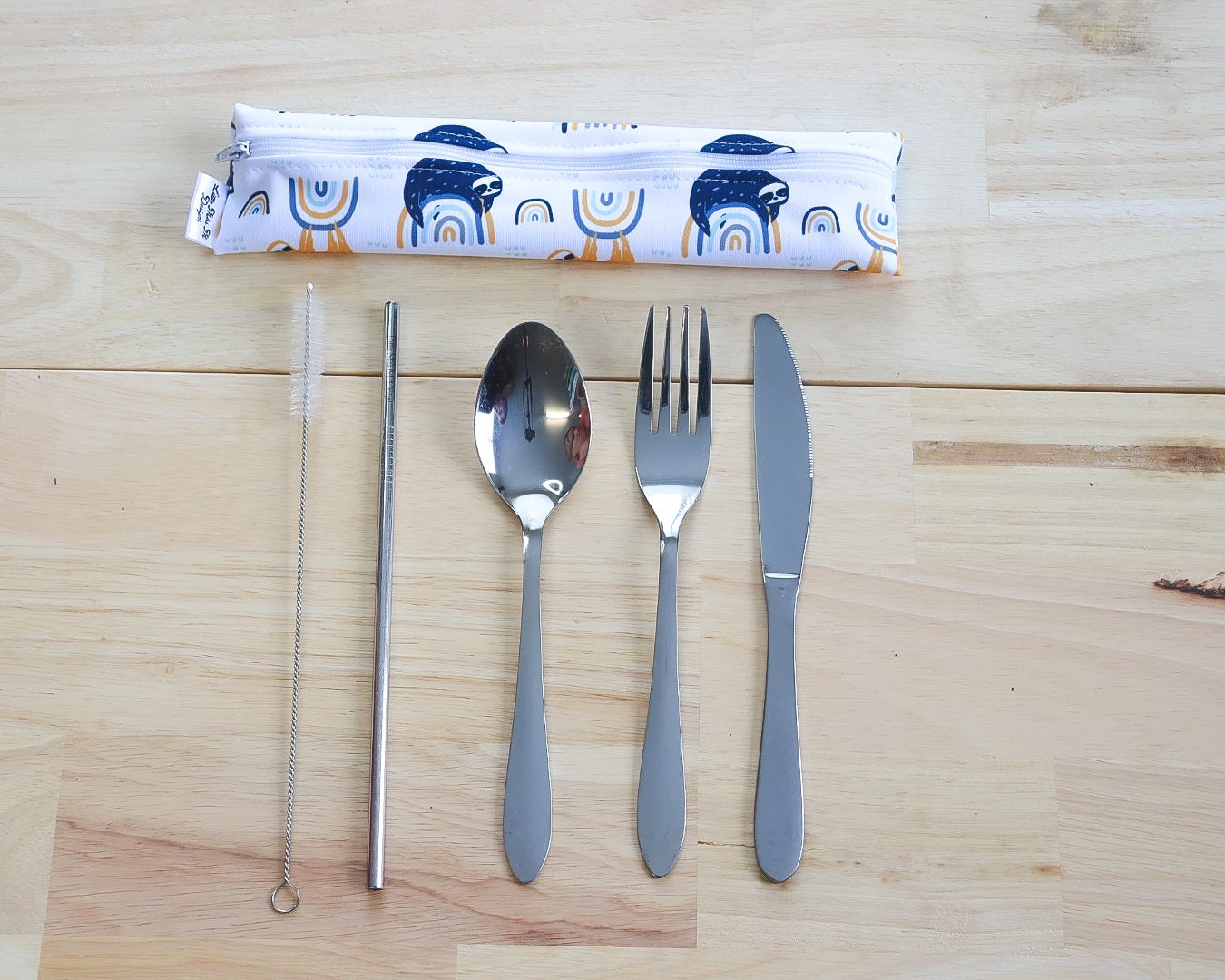 Set Posate Da Viaggio In Plastica Riutilizzabili - Coltello, Forchetta, Cucchiaio Con Custodia (Blu) - Foto 12