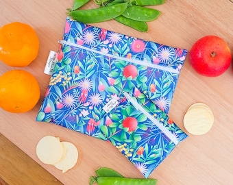 Reusable Food Bag alternative to Plastic & silicone | Zero waste sandwich Washable Food Pouch Snack Bags Western Native Flowers