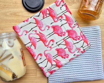 Fabric Jar Opener, handmade bottle opener, washable gripper, non slip lid opener perfect for elderly or arthritis Flamingos pink
