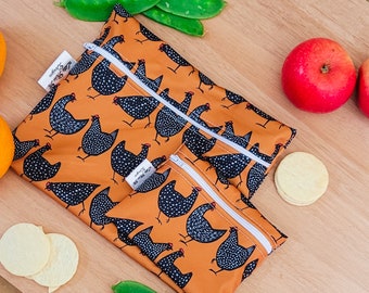 Reusable Food Bag alternative to Plastic & silicone | Zero waste sandwich Washable Food Pouch Snack Bags Chickens animal