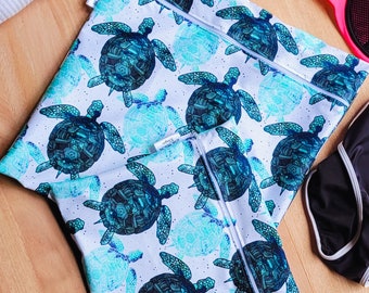 Natación impermeable personalizada para tortugas marinas y bolsa húmeda / ropa seca y húmeda separada / lecciones de natación, ropa sucia, escuela para niños, gimnasio,