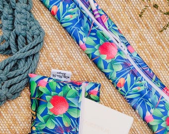 Travel Soap waterproof bag | travelling essential pouch zerowaste reusable  case with Toothbrush holder Western Natives flowers