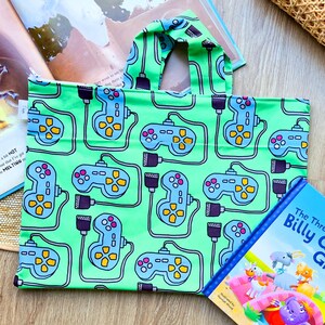 Bolsa de biblioteca para la vuelta al cole para niños y niñas, bolsa para libros prestados con cremallera, bolsa de mano para libros de niños y niñas. Cheatcode